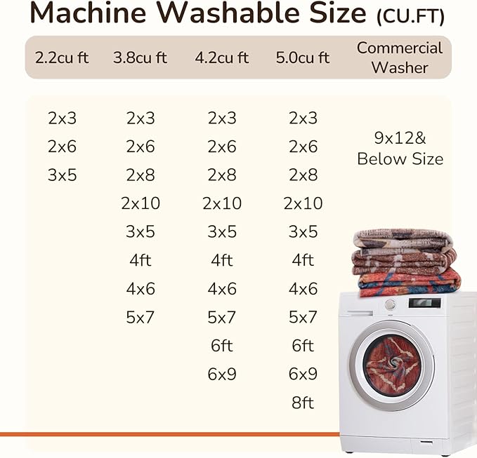 Area Rug 2x3 Rug Machine Washable Non-Slip Low Pile Print Pattern Western Rug for Living Room Bedroom Entryway Tribal Series -Red/Orange