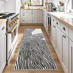 YIHOUSE Modern Hallway Runner Rug, 2x6 Runner Rugs, Black and White Rug Thin Non-Slip Washable Rugs, Soft Contemporary Striped Carpet for Entryway Indoor, Kitchen, Laundry, Bedroom