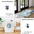 Tritard Coastal Area Rug 2x3 - Small Machine Washable Foldable Throw Rugs Non-Slip Beach Ocean Entryway Doormat Indoor Entrance Carpet for Kitchen Bathroom Laundry Bedroom Living Room, Blue