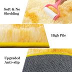 Soft Fluffy Area Rug for Bedroom, Fuzzy Shaggy Oval Throw Rugs for Bedside, Non-Slip Cozy Plush Shag Carpet for Kids Room Nursery Dorm Living Room, Tie Dye Yellow, 2.6 x 5.3 Feet, 2 Packs