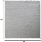 Rugsotic Carpets Hand Woven Flat Weave Kilim Wool ECO-Friendly Area Rugs - 10'x10', Square Shape, Silver Color, Solid Plain Design, Low Pile Handmade Area Rugs for Living Room, Bed Room (D00111)
