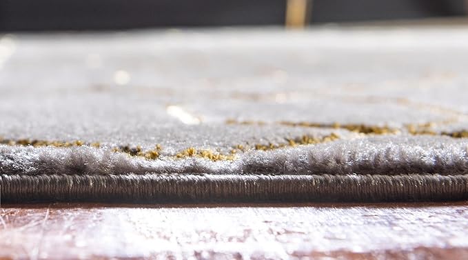 Unique Loom Glam Collection Area Rug - Trellis (10'x 13' Rectangle, Gray Gold/ Gold)