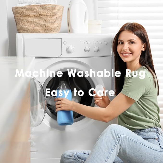 VK VK·LIVING Machine Washable Rug 6'x9' Vintage Design Washable Area Rugs with Non Slip Rugs for Living Room Bedroom Traditional Woven Carpet Stain Resistant, Dining Office Boho Rug, (Bright)