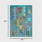Vintage Boho Area Rugs Multicolor Ethnic Style Geometric Splicing Carpets Bedroom Living Room Kitchen Floor Mats Indoor Outdoor Non-Shedding Runner Rug Home Décor Carpet 5' X 6.5'