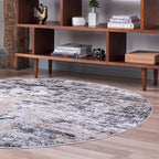 Rugs.com Leipzig Collection Round Rug – 7 Ft Round Beige Low-Pile Rug Perfect for Kitchens, Dining Rooms