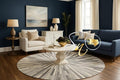 Faux Cowhide Round Area Rug | Non-Slip Leather Floor Carpet for Living Room, Bedroom, and Home Décor | Modern Stylish Accent Rug(Grey_9x9)