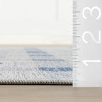 Dash & Albert Valen Plaid Blue Machine Washable Rug, Runner-2.5 X 8 Feet, Blue/White Plaid Pattern