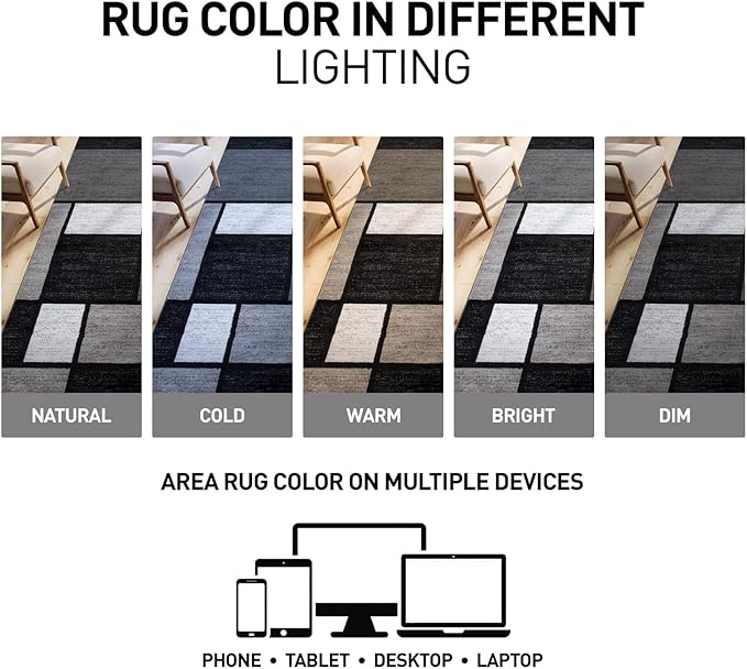 Rugshop Contemporary Modern Boxes for Home Office,Living Room,Bedroom,Kitchen Non Shedding Area Rug 6' 6" Gray (6' 6" Diameter)