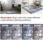 Keen Home Design Area Rugs - 10x14 Non-Shedding, Abstract Rugs for Kitchen, Living Room, Bedroom, Dining Room, Entryway - Size: 9'10" x 14', Navy/Grey/White
