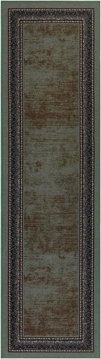 Antep Rugs Alfombras Bordered Modern 2x7 Non-Slip (Non-Skid) Low Pile Rubber Backing Indoor Area Runner Rug (Green, 2' x 7')