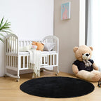 duduta Black Fluffy Round Rug 4x4 ft, Shag Fuzzy Plush Circle Throw Rug for Nursery Bedroom Living Room Home Decor