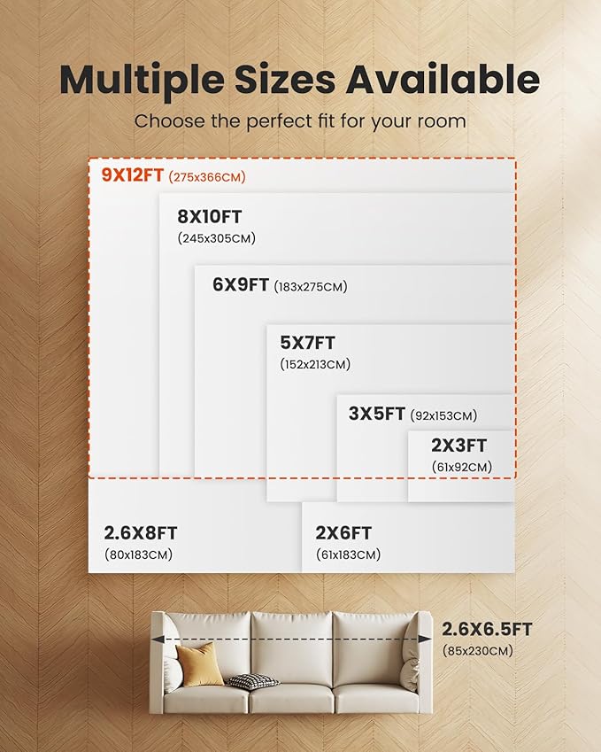AMADA HOMEFURNISHING 9x12 Area Rugs for Living Room, Modern Large Area Rugs with Non-Slip Backing & Low Pile, Neutral Soft Washable Rug for Nursery, Bedroom, Dinning Room, Playroom, Brown