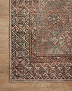 Loloi Amber Lewis Billie Collection, Aqua & Rust 7'-6" x 9'-6" Area Rug – Antique & Distressed Accent Rugs for Living Room, Bedroom, Entryway & Hallway, No Shed High Traffic Area Home Decor Rug