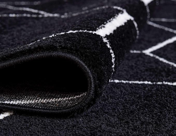 Unique Loom Trellis Frieze Collection Area Rug - Geometric (2' x 8' 8" Runner, Black/ Ivory)