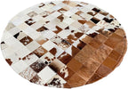 Handmade Pure Cowhide Round Leather Rug for Living Room Bedroom Rug (7X7)