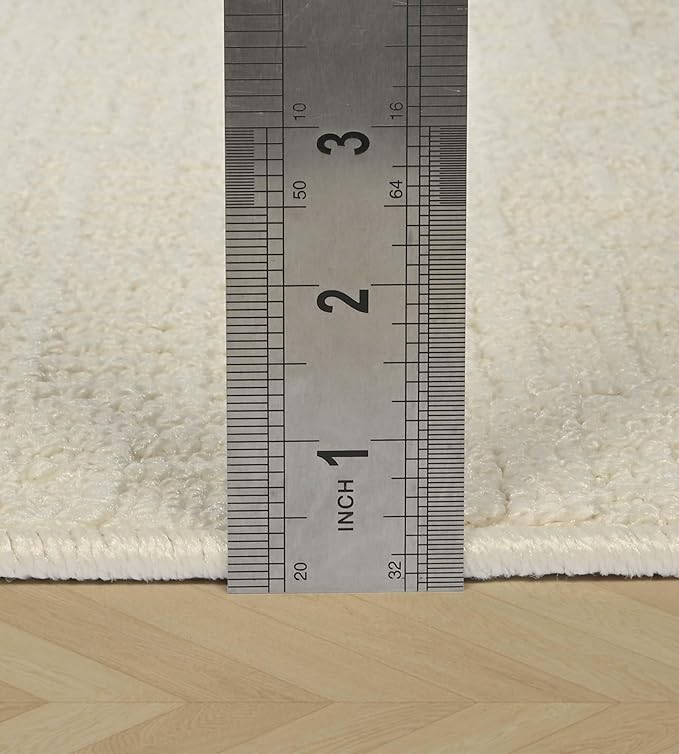 jxgzyy Beige Area Rug Solid, 0.36'' Thick Low Pile Textured Rug for Bedroom, Minimalist Aesthetic Home Décor for Dining Table, Polypropylene Kitchen Rug with Non-Slip Backing, 5x7