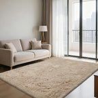 Fluffy Rug Shaggy Area Rug, Beige 5x8 Area Rugs for Bedroom, Small Bedside Rug, Soft Fluffy Shaggy Entryway Throw Rugs for Living Room Bedroom Kids Room Home Decor
