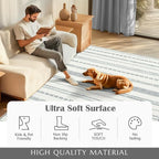 jinchan Moroccan Boho 6x9 Area Rugs for Living Room - Machine Washable Soft Throw Rug Bohemian Ripple Design Non-Slip Neutral Carpet for Bedroom Dining Room Home Office (6‘x9', Grey)