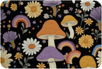 Erosebridal Trippy Mushroom Bathroom Mat Groovy Floral Microfiber Bath Rug Cute Rainbow 3D Entryway Door Mat 16x24 Two Groovy Party Boho Hippie Mushroom Bath Mat Retro Party Decorations Bath Rugs