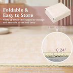 RUGSREAL Washable Contemporary Area Rug Low-Pile Solid Modern Area Rug Non-Slip Stain Resistant Home Office Solid Rug for Living Room Bedroom Kids Room, 5' x 7' Ivory Beige