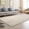 Solid Color Rabbit Fur Carpet, Ultra-Soft and Cozy, Perfect for Bedroom, Living Room Decor and Comfort (Cream, 4' x 6')