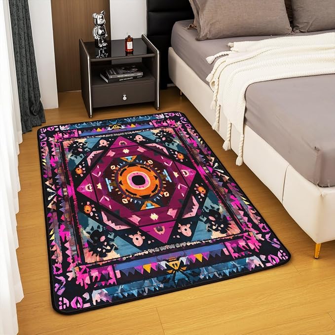 Bohemian Style 5x7 Area Rug Watercolor Living Room Rug | Victorian Decor Antique Rugs for Bedroom, Boho Floral Baroque Carpet Indoor Floor Mat