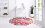 Rugs.com Lattice Frieze Collection Rug – 5' Octagon Multi Medium Rug Perfect for Living Rooms, Kitchens, Entryways