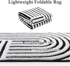 SHACOS Soft Cozy Fluffy Arch Pattern High Low Pile Rugs 3'x5' Non Slip Washable Scandinavian Minimalist Rug Modern Geometric Arc Carpet for Living Room Bedroom Dining Room, Black White
