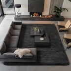 Ophanie Area Rugs 9x12 Living Room, Large Black Bedroom Carpet, Big Shag Indoor Thick Soft Nursery Rug, Fluffy Carpets for Boy and Girls Room Dorm Home Decor Aesthetic