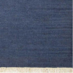 Rugsotic Carpets Hand Woven Flat Weave Kilim Wool ECO-Friendly Area Rugs - 8'x8', Square Shape, Blue Color, Solid Plain Design, Low Pile Handmade Area Rugs for Living Room, Bed Room (D00111)