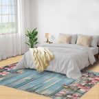 5x8 Vines Kids Rug - Vintage Wood Panels Dining Room Rug, Rural Flowers Area Rugs Indoor Modern Rugs for Bedroom Hardwood Floors Teen Room
