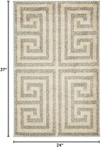 Unique Loom Athens Collection Classic Geometric Modern Border Design Area Rug (2' 0 x 3' 0 Rectangular, Gray/ Beige)