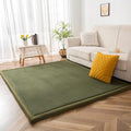 MAXYOYO Black Coral Velvet Area Rug, Thick Japanese Tatami Mat Living Room Carpet with Non-Slip Backing, Large Solid Color Mat for Bedroom Dormitory Yoga, 49 by 49 inch