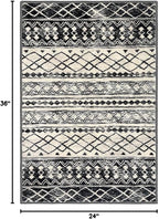 KUTA Moroccan Area Rugs 2x3, Black Navy Blue Entryway Rug Non-Slip Washable Small Indoor Door Mat, Ultra Soft Print Vintage Geometric Low-Pile Floor Carpet for Entrance, Kitchen