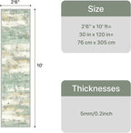 GENIMO Runner Rug Non Slip 2'6"x10', Washable Rug Runner for Hallways Kitchen, Abstract Modern Kitchen Rugs, Low Pile Lightweight Carpet Runners for Entryway, Bedroom, Laundry, Light Green