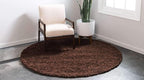 Unique Loom Solid Shag Collection Area Rug (6' 1" Round, Chocolate Brown)