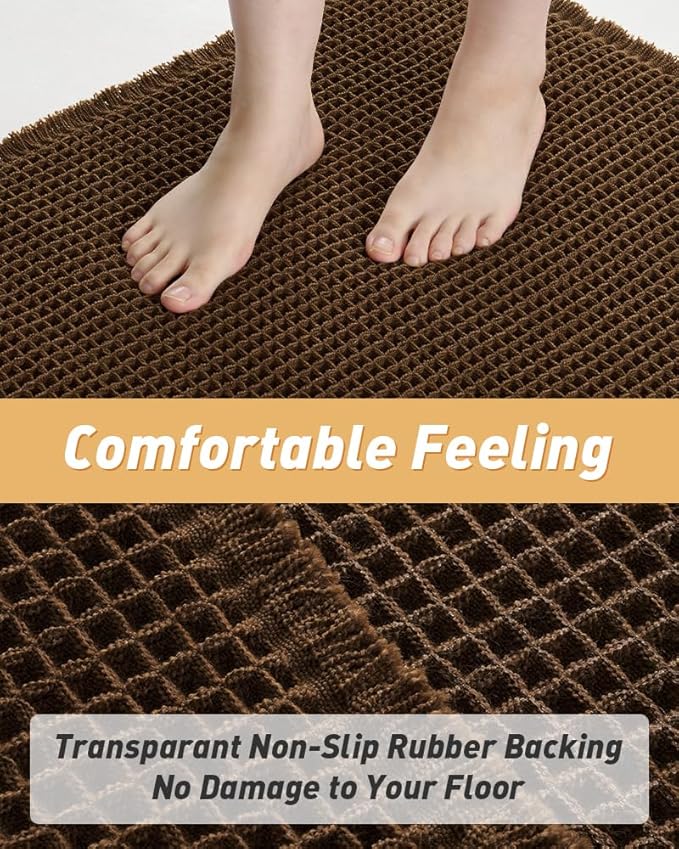 AMOAMI Upgraded Waffle Bath Mat, Super Absorbent Non Slip Bath Mats for Bathroom Floor, Machine Washable Bathroom Rugs with Tassels, Rubber Backed Bathroom Mats, Ultra Soft, 18" x 30",Terracotta