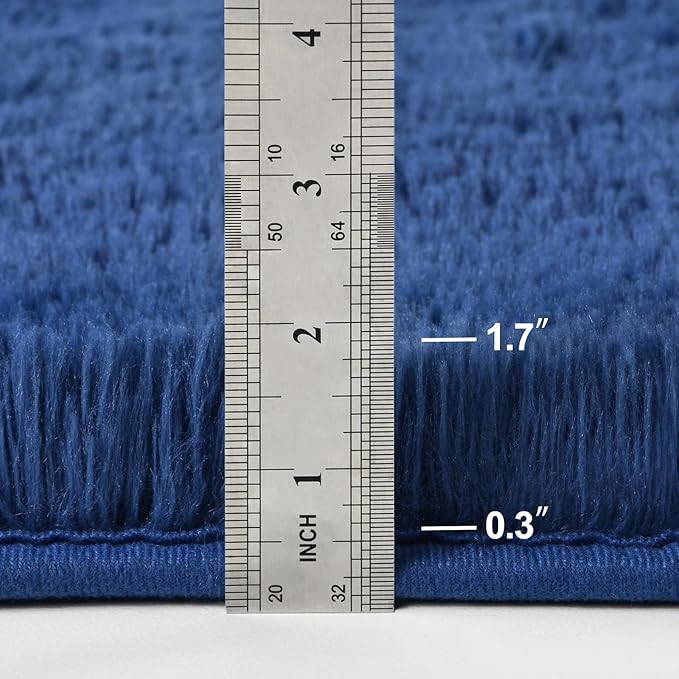 Large Shag Area Rugs 5 x 8, Plush Fuzzy Rugs for Living Room, Ultra Soft Fluffy Furry Rug for Bedroom, Indoor Carpet Nursery Rugs for Kids Room Home Decor, Navy Blue