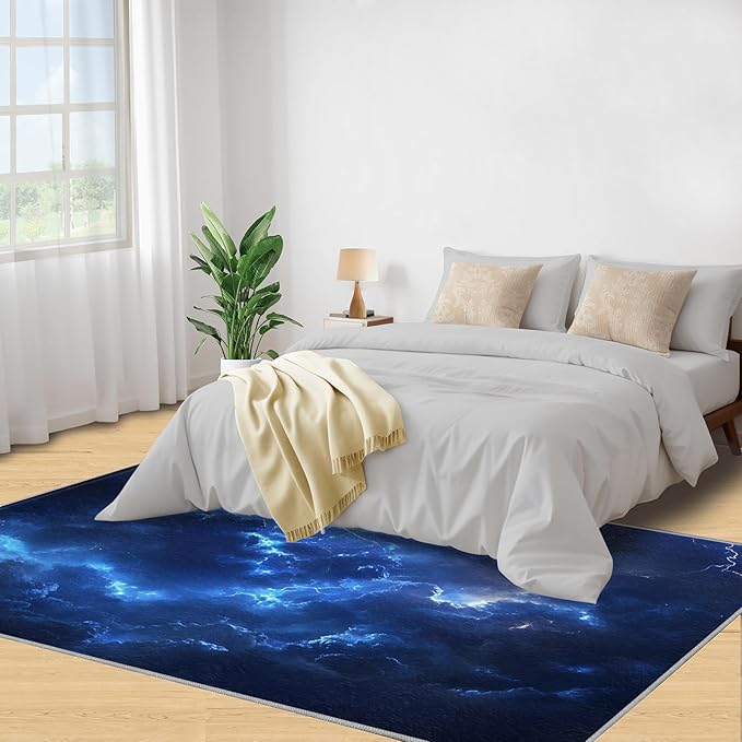 6x9 Lightning Living Room Rug - Natural Weather Bedroom Carpet, Thunderstorm Lightning Classroom Rug for Carpet Boy Bedroom Office Nursery Hardwood Home Decor