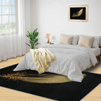 Golden Feathers Rugs for Bedroom - 3x4 Area Rug - Black Gold Feathers Rugs for Living Room, Modern Minimalist Art Rug, Washable Home Decor Carpet