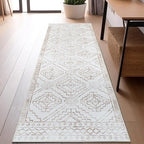 jinchan Moroccan Runner Rug 2x5 - Kitchen Machine Washable Runner Rug Modern Geometric Soft Low-Pile Lightweight Non-Slip Carpet for Entryway Hallway Laundry Room Bedroom Farmhouse (2x5ft, Taupe)