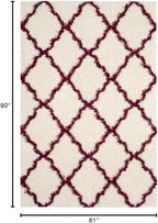 SAFAVIEH Dallas Shag Collection Area Rug - 5'1" x 7'6", Ivory & Red, Trellis Design, Non-Shedding & Easy Care, 1.5-inch Thick Ideal for High Traffic Areas in Living Room, Bedroom (SGD257R)