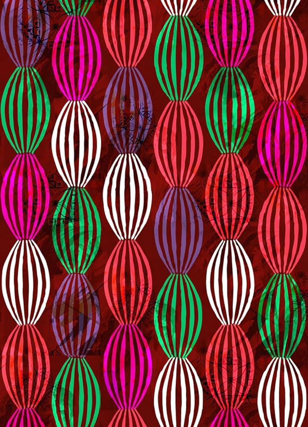 Bohemian Pop Art Striped Balloon Pattern Rug for Living Room Bedroom Nursery Room Dining Room Home Office Study Room Vibrant Red and Green Kitchen Hallway Indoor Washable Area Carpet 9x12