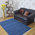 Rugsotic Carpets Hand Woven Flat Weave Kilim Wool ECO-Friendly Area Rugs - 10'x13', Rectangle Shape, Blue Color, Solid Plain Design, Low Pile Handmade Rugs for Living Room, Bed Room (D00111)