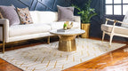 Unique Loom Marilyn Monroe Glam Collection Area Rug - Trellis (5' 3' x 8' Rectangle, White Gold/ Gold)
