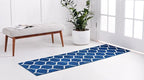 Rugs.com Lattice Frieze Collection Rug – 2' x 13' Runner Navy Blue Medium Rug Perfect for Living Rooms, Large Dining Rooms, Open Floorplans