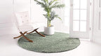 Unique Loom Davos Shag Collection Area Rug - Solid (3' 3" Round, Sage)