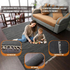 Rugsotic Carpets Hand Woven Flat Weave Kilim Wool ECO-Friendly Area Rugs - 10'x13', Rectangle Shape, Charcoal Color, Solid Plain Design, Low Pile Handmade Rugs for Living Room, Bed Room (D00111)