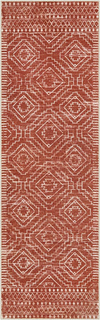 Wonnitar Moroccan 2'6"x8' Hallway Runner Rug, Washable Long Farmhouse Laundry Room Rug Runner, Non-Skid Boho Tribal Geometric Floor Carpet Runners for Kitchen Entrance Bathroom (Brown,2'6"x8')