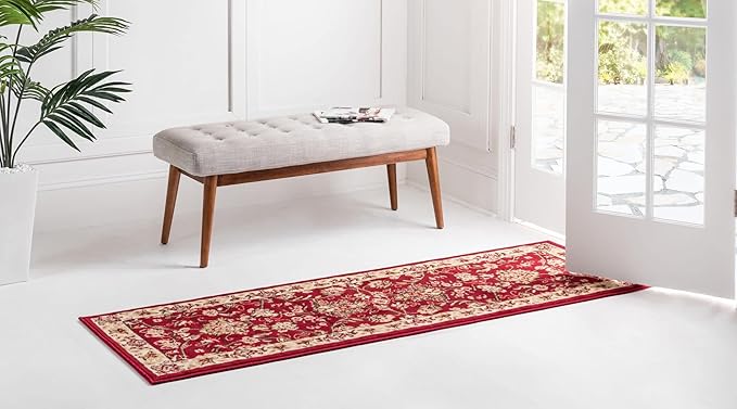 Unique Loom Sialk Hill Collection Area Rug - Washington (2' x 6' 1" Runner Burgundy/Cream)
